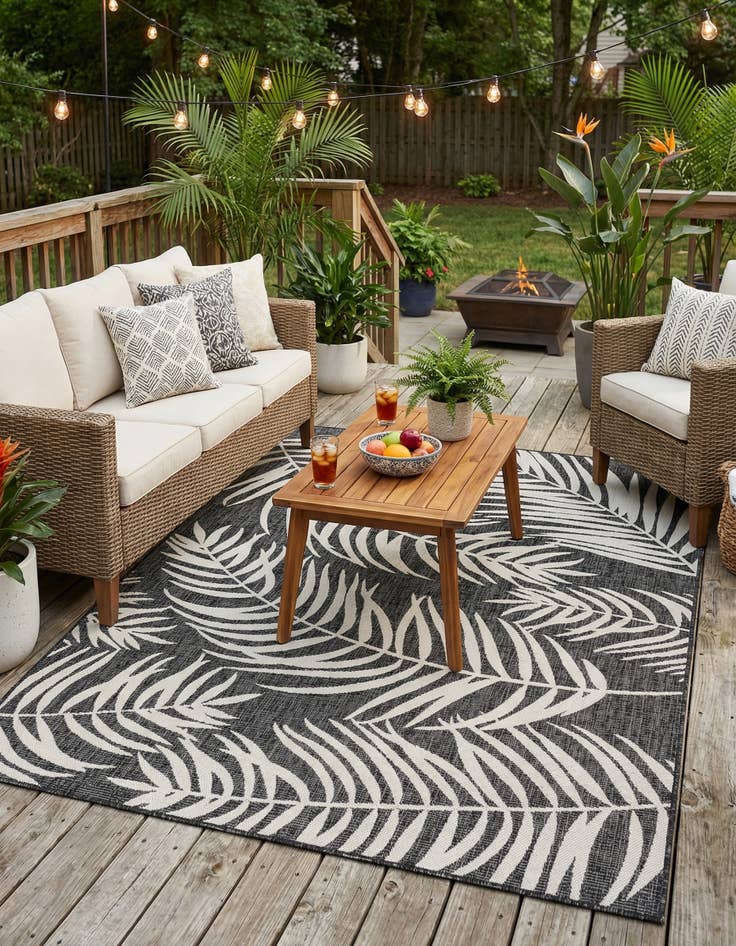 Detail image of 6' x 9'  Washable Botanical Indoor / Outdoor Rug