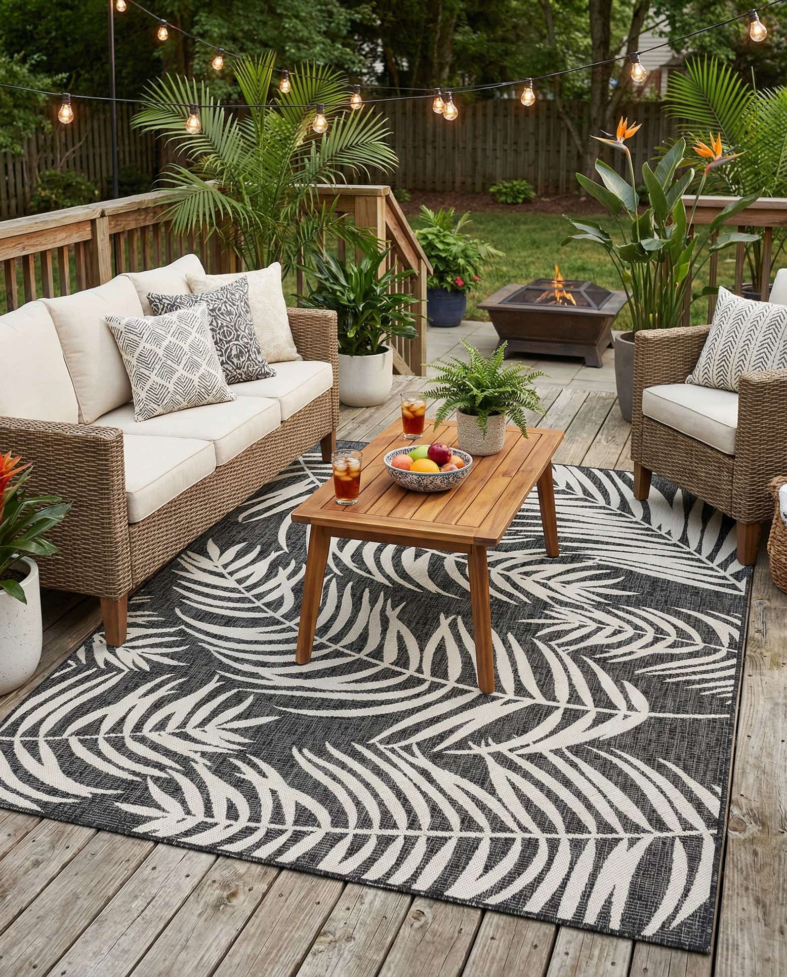 6' x 9' Easy-Clean Botanical Indoor / Outdoor Rug