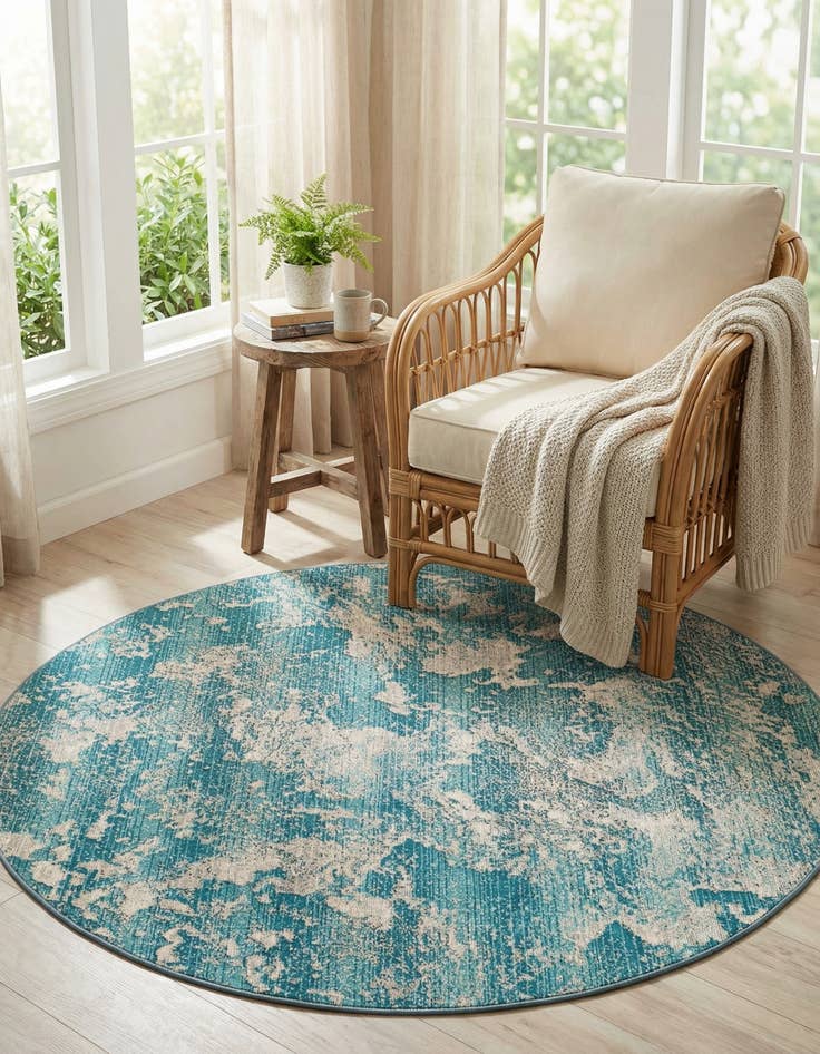 Detail image of 5' x 5' Easy-Clean Modern Indoor / Outdoor Round Rug
