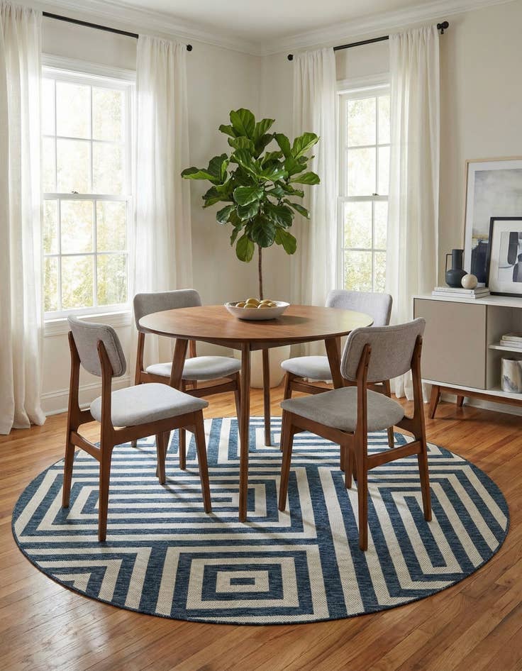 Detail image of 10' x 10'  Washable Modern Indoor / Outdoor Round Rug