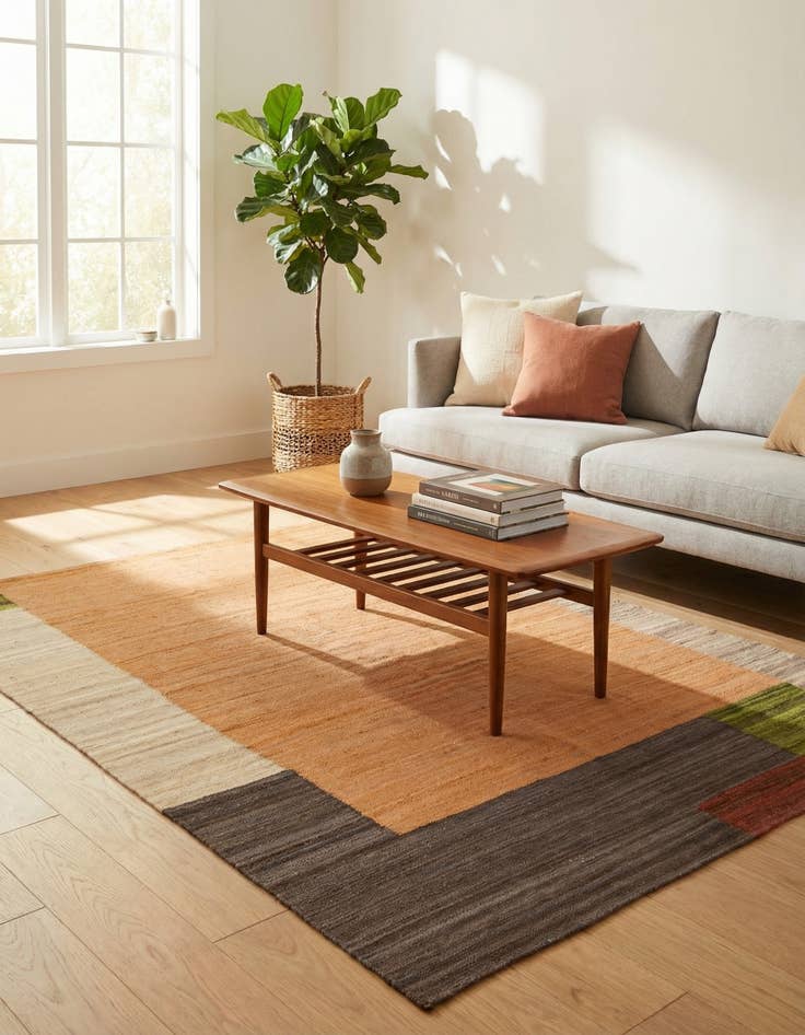 Detail image of  5' 10 x 7' 7  Hand Woven Kilim Modern Wool Rug