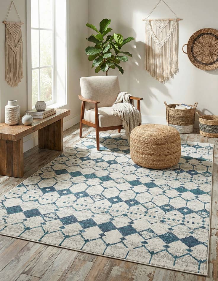 Detail image of 6' x 9'  Washable Trellis Indoor / Outdoor Rug