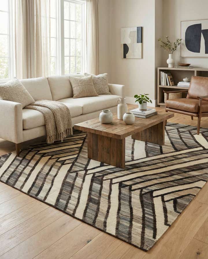 6' x 7' 7 Hand Woven Kilim Modern Wool Rug