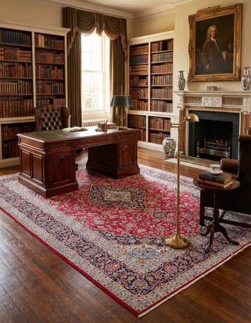 9' 8 x 13' Hand Knotted Kashan Persian Wool Rug