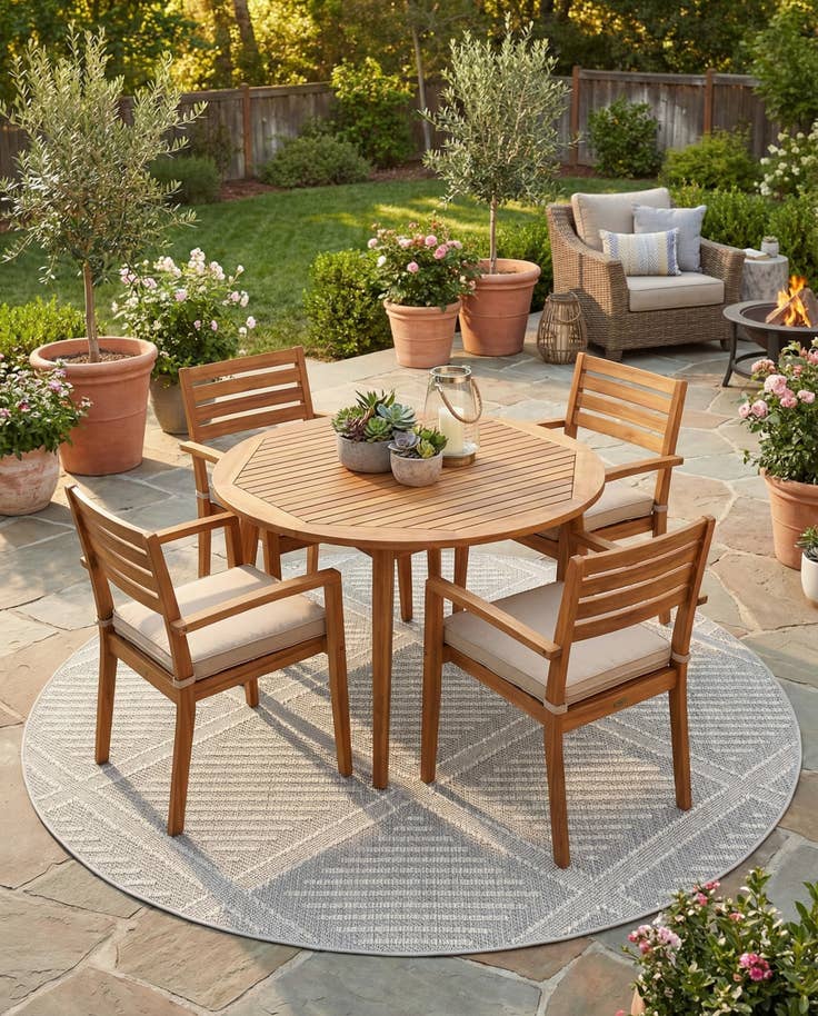 Detail image of 7' 10 x 7' 10 Easy-Clean Lattice Indoor / Outdoor Round Rug