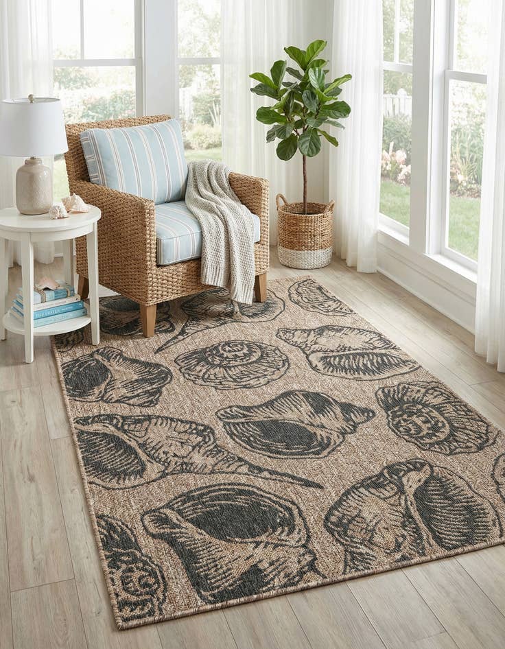 Detail image of 4' x 6'  Washable Coastal Indoor / Outdoor Rug