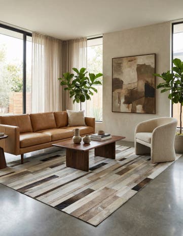 5' 3 x 7' 4 Cowhide Leather Rug