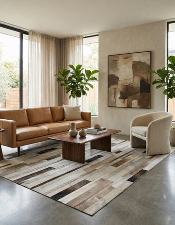 5' 3 x 7' 4 Cowhide Leather Rug