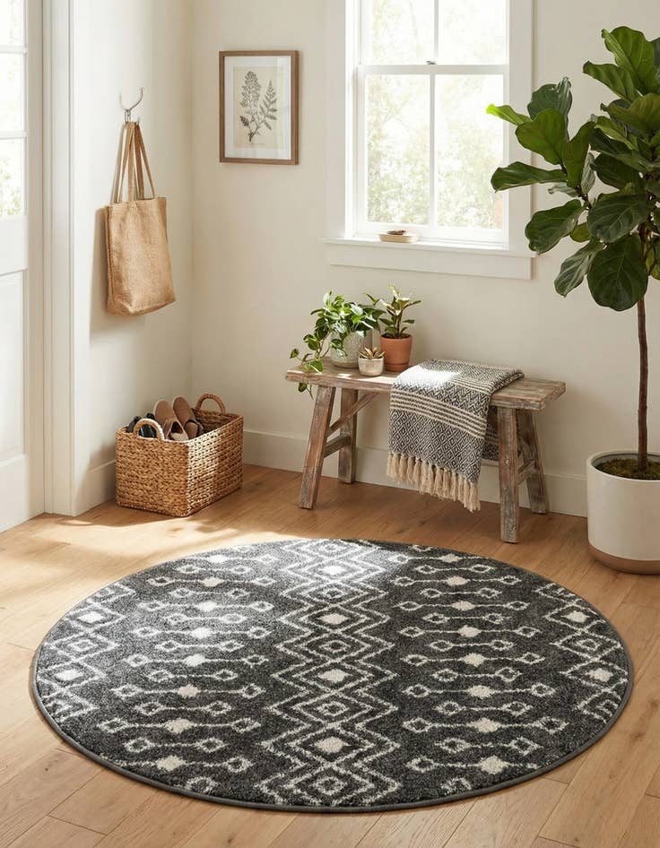 Detail image of 3' 3 x 3' 3 Moroccan Trellis Round Rug