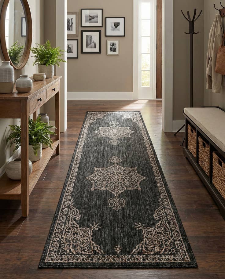 Detail image of 2' 7 x 10' Easy-Clean Traditional Indoor / Outdoor Runner Rug