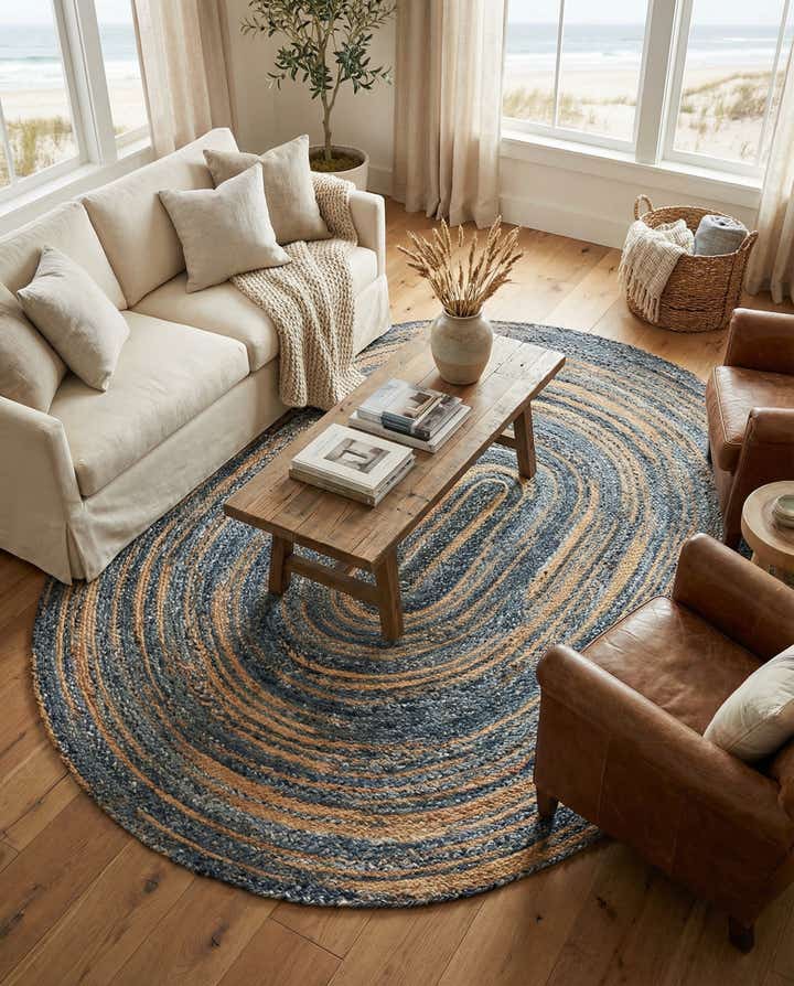 8' x 10' Handmade Braided Chindi Oval Rug