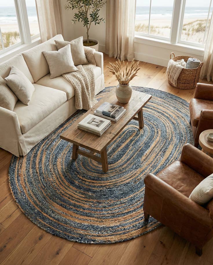 Detail image of 8' x 10' Handmade Braided Chindi Oval Rug