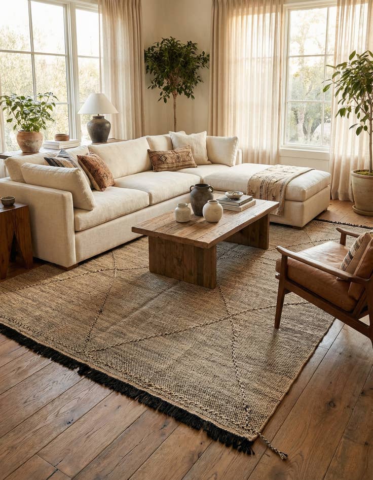 Detail image of 6' 1 x 7' 8  Hand Knotted Moroccan Wool Rug