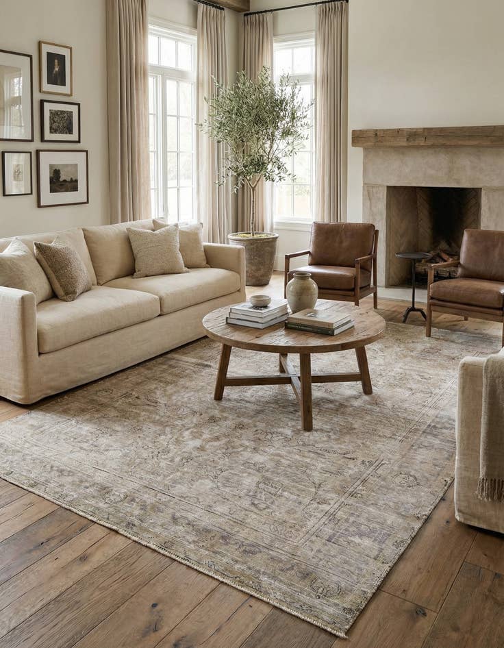 Detail image of 6' 5 x 9' 2  Hand Knotted Ultra Vintage Persian Wool Rug