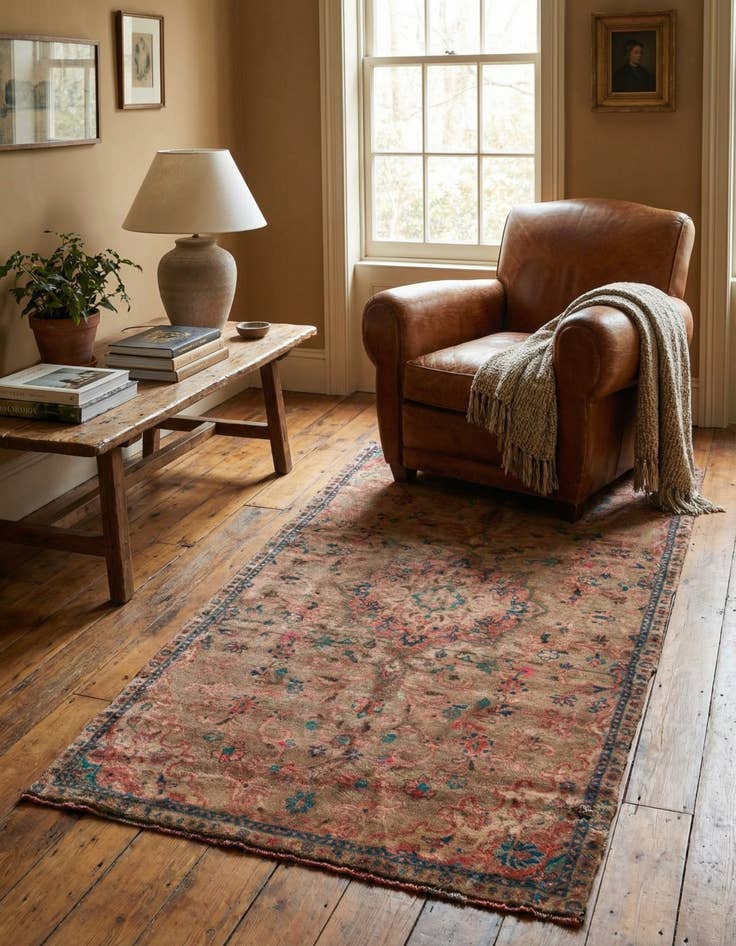 Detail image of 3' 10 x 7' 10  Hand Knotted Ultra Vintage Persian Wool Runner Rug