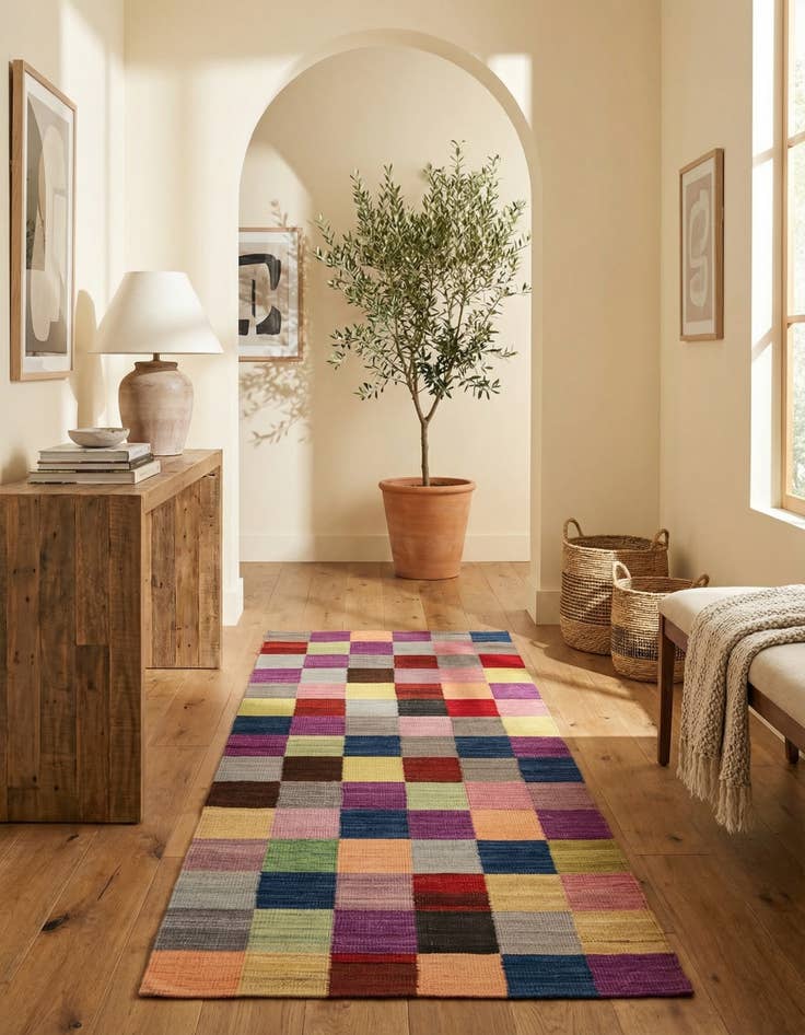 Detail image of 2' 9 x 6' 8  Hand Woven Kilim Modern Wool Runner Rug