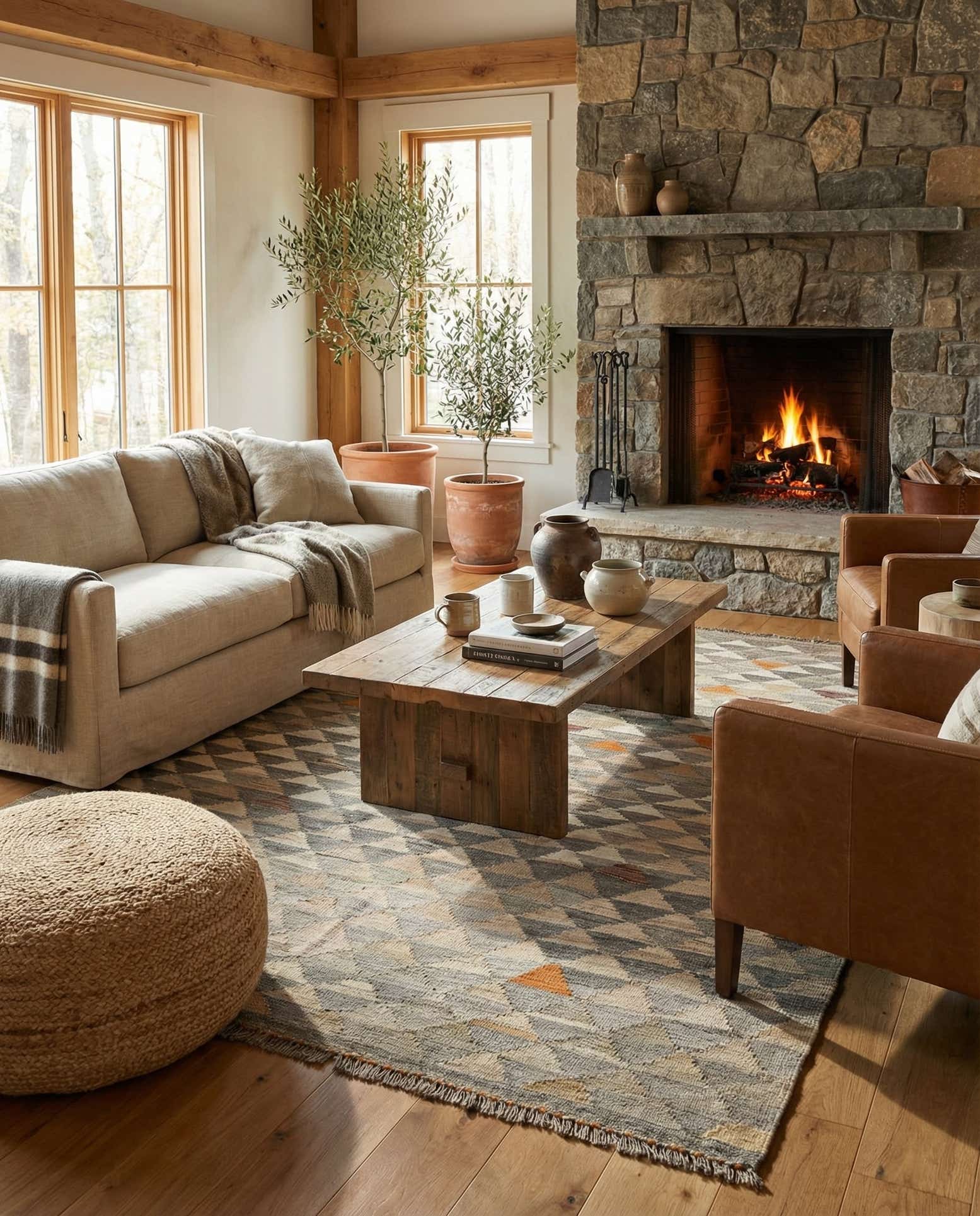 5' x 6' 8 Hand Woven Kilim Maymana Wool Rug