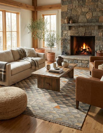 5' x 6' 8 Hand Woven Kilim Maymana Wool Rug