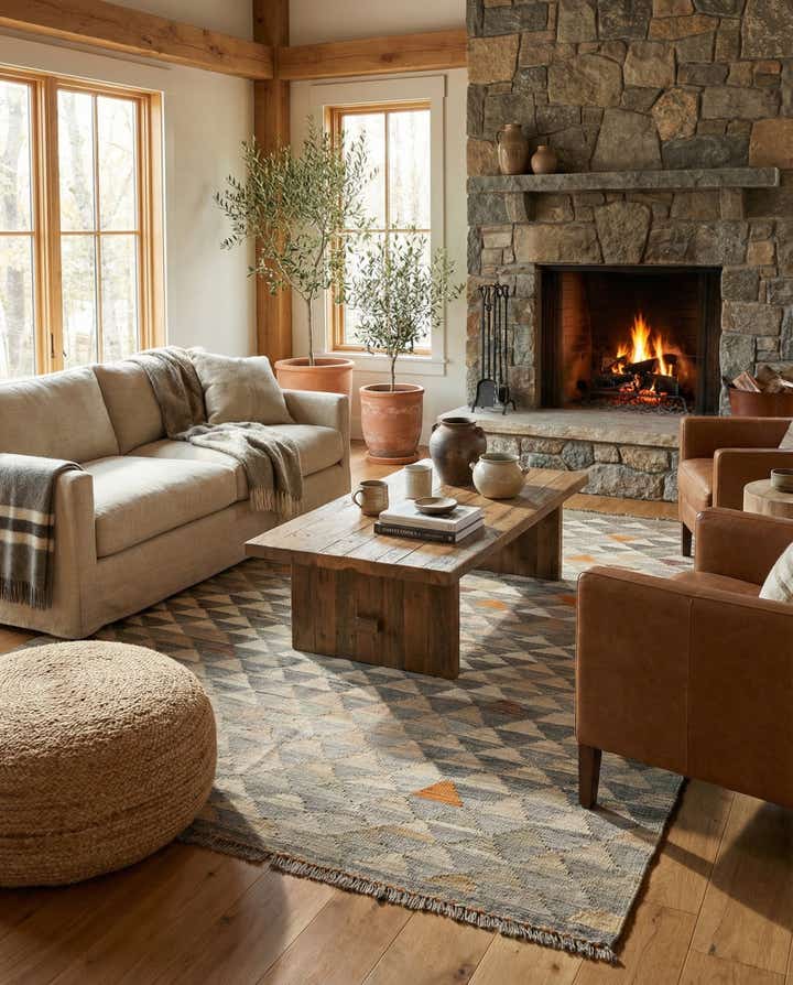 5' x 6' 8 Hand Woven Kilim Maymana Wool Rug