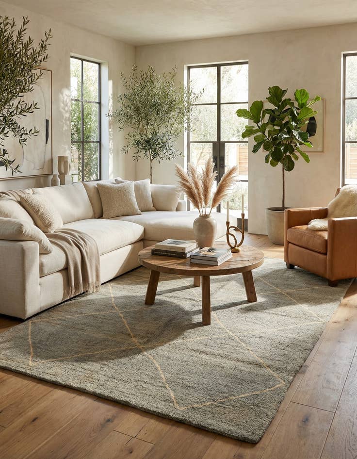 Detail image of 4' 7 x 6' 10  Hand Knotted Moroccan Wool Rug