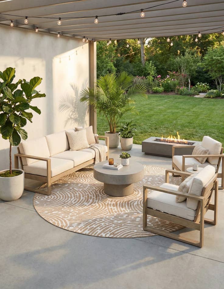 Detail image of 10' x 10'  Washable Modern Indoor / Outdoor Round Rug