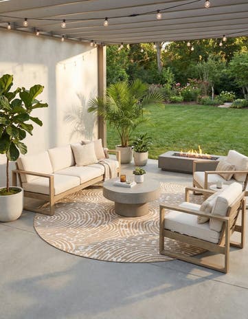 10' x 10' Easy-Clean Modern Indoor / Outdoor Round Rug
