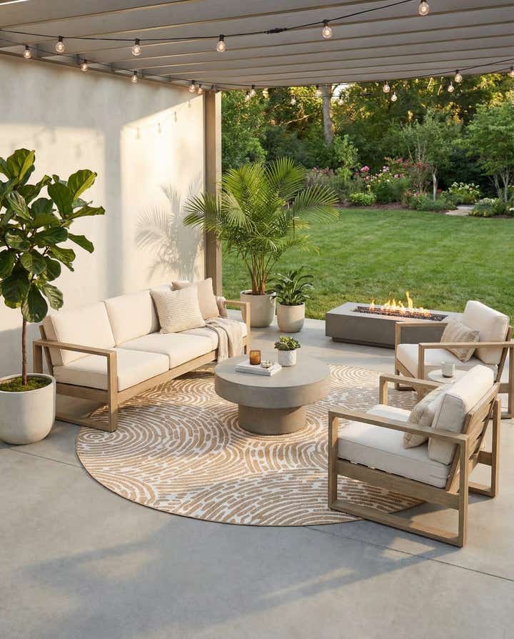 10' x 10' Easy-Clean Modern Indoor / Outdoor Round Rug