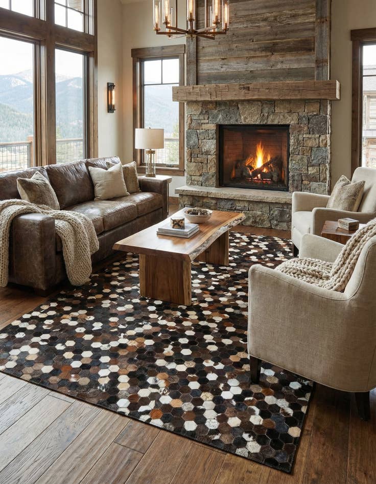 Detail image of 5' 2 x 7' 9 Cowhide Leather Rug