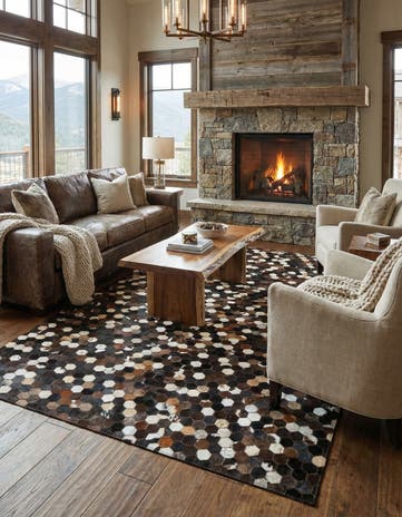 5' 2 x 7' 9 Cowhide Leather Rug