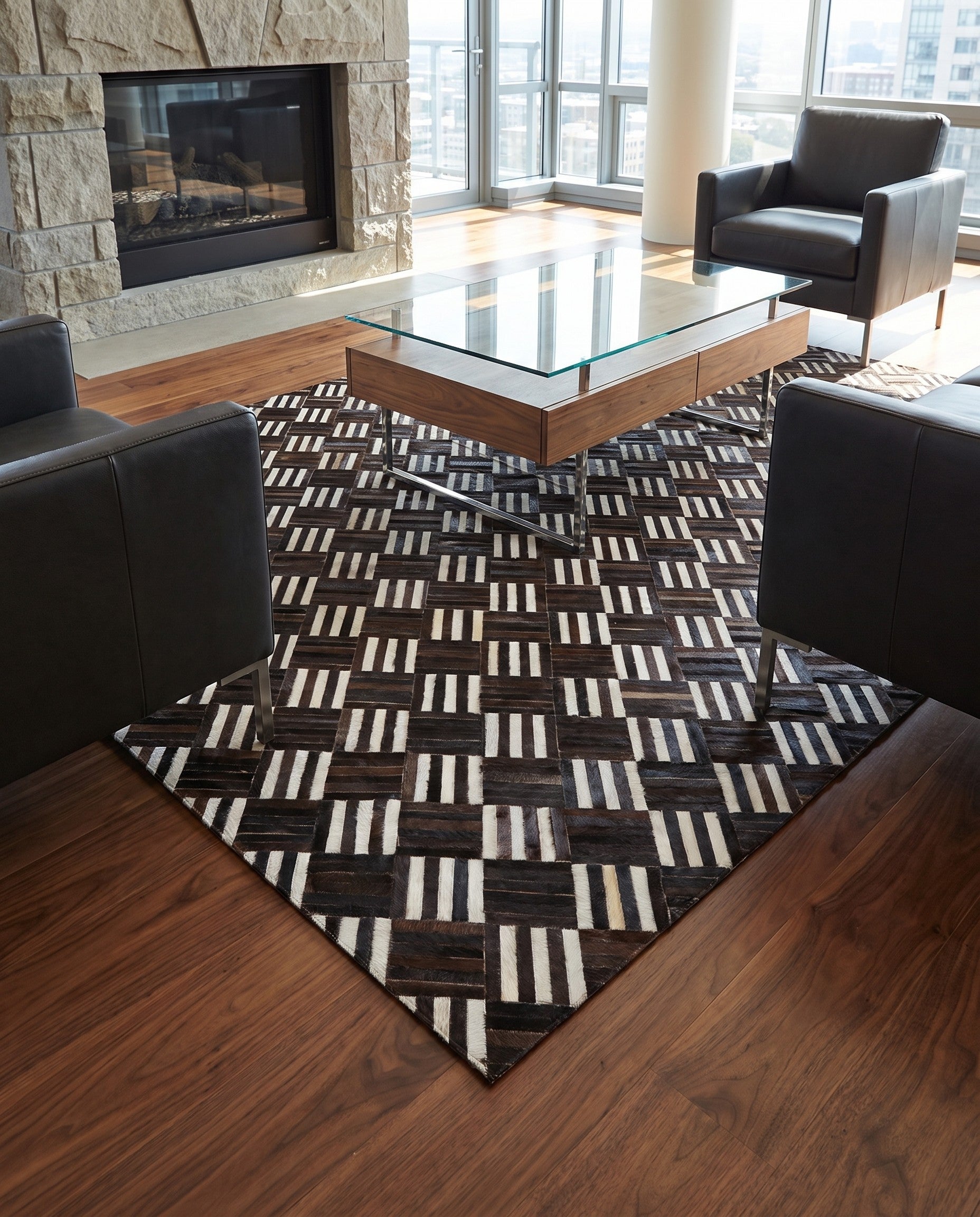 6' x 6' 7 Cowhide Stocks Square Rug