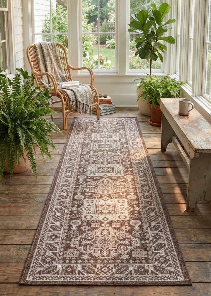 2' 7 x 12' Easy-Clean Aztec Indoor / Outdoor Runner Rug