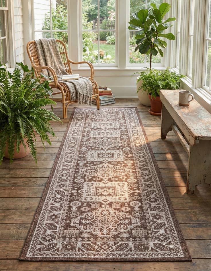 Detail image of 2' 7 x 12'  Washable Aztec Indoor / Outdoor Runner Rug