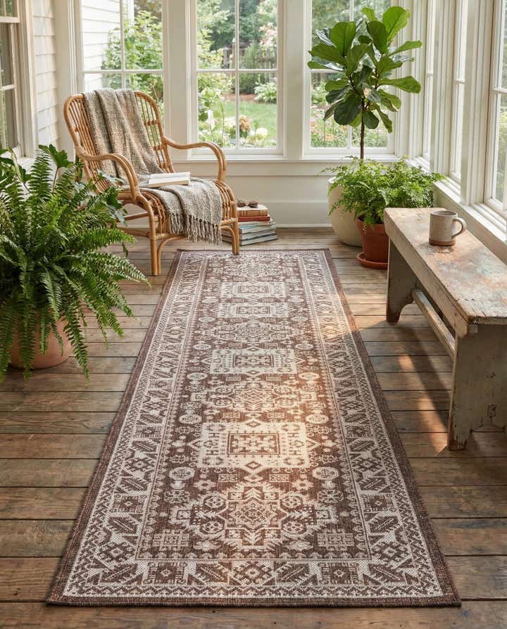 2' 7 x 12' Easy-Clean Aztec Indoor / Outdoor Runner Rug
