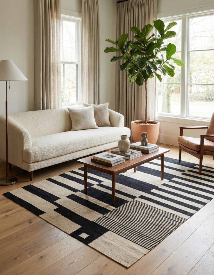 Detail image of 5' 8 x 7' 9  Hand Woven Kilim Modern Wool Rug