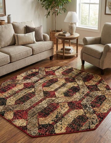 Burgundy Saturn Octagon Rug