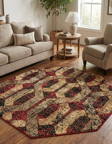 Burgundy Saturn Octagon Rug