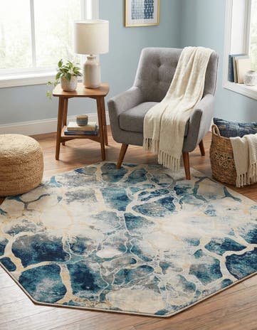 Navy Blue Gossamer Octagon Rug