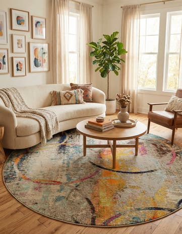 8' x 8' Washable Theia Round Rug