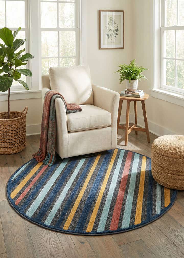 5' 3 x 5' 3 Easy-Clean Belize Indoor / Outdoor Round Rug