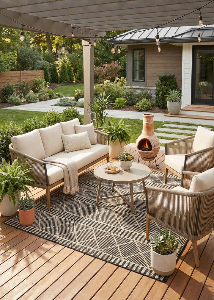 7' 10 x 7' 10 Easy-Clean Lattice Indoor / Outdoor Square Rug