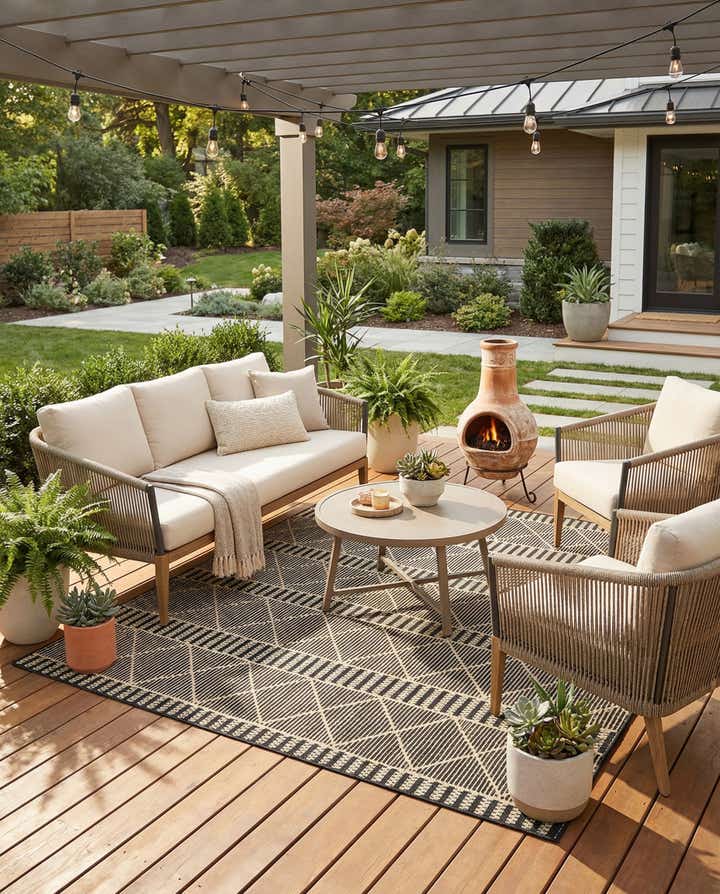 7' 10 x 7' 10 Easy-Clean Trellis Indoor / Outdoor Square Rug