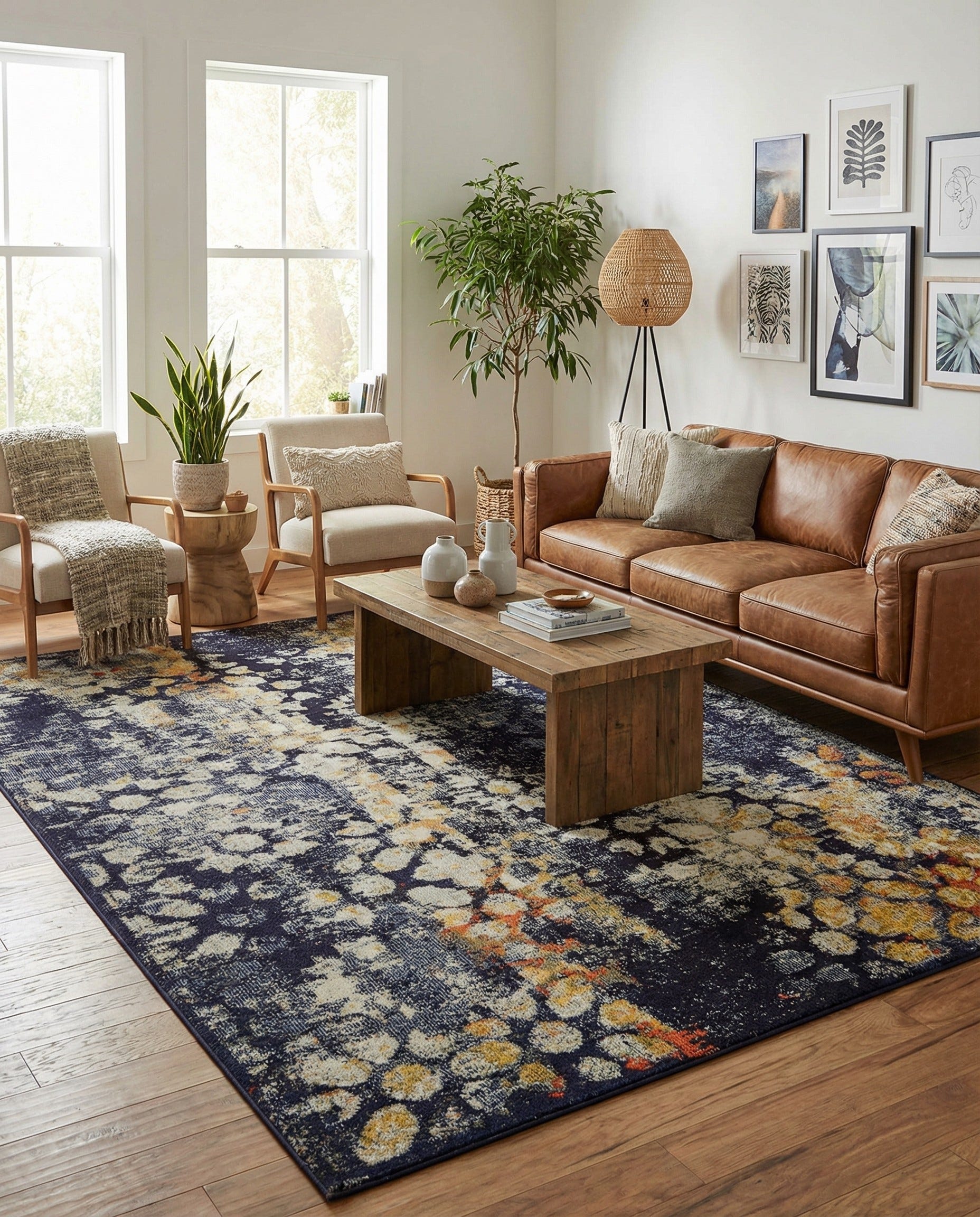 Navy Blue 7' x 10' Washable Carnevale Rug | Rugs.com