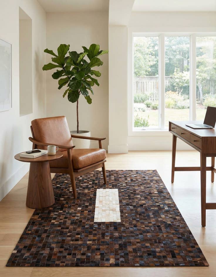 Detail image of 5' x 7' 11 Cowhide Stocks Rug