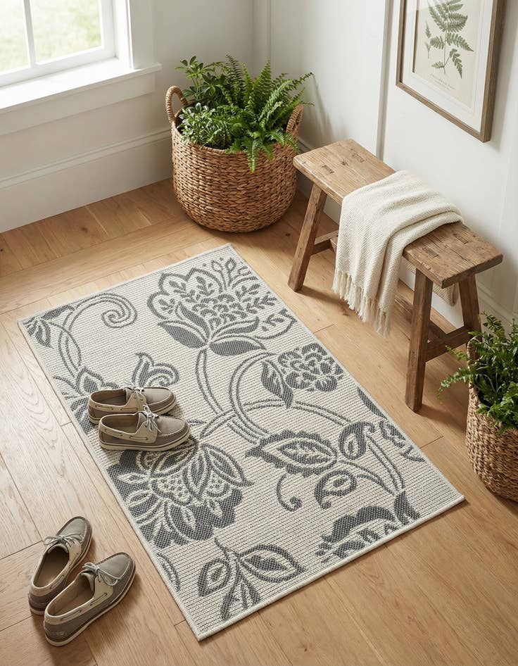 Detail image of 2' x 3'  Washable Botanical Indoor / Outdoor Rug