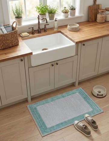 Gray Teal Easy-Clean Aruba Indoor / Outdoor Rug