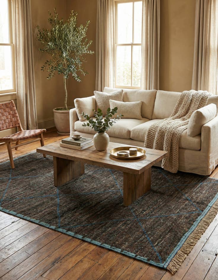 Detail image of 6' 3 x 9' 6  Hand Knotted Moroccan Wool Rug