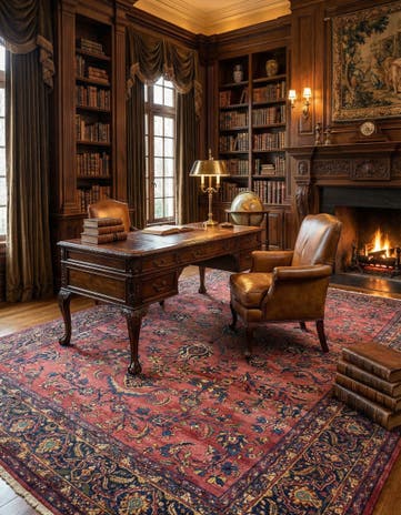 8' 8 x 12' 9 Hand Knotted Sarough Persian Wool Rug