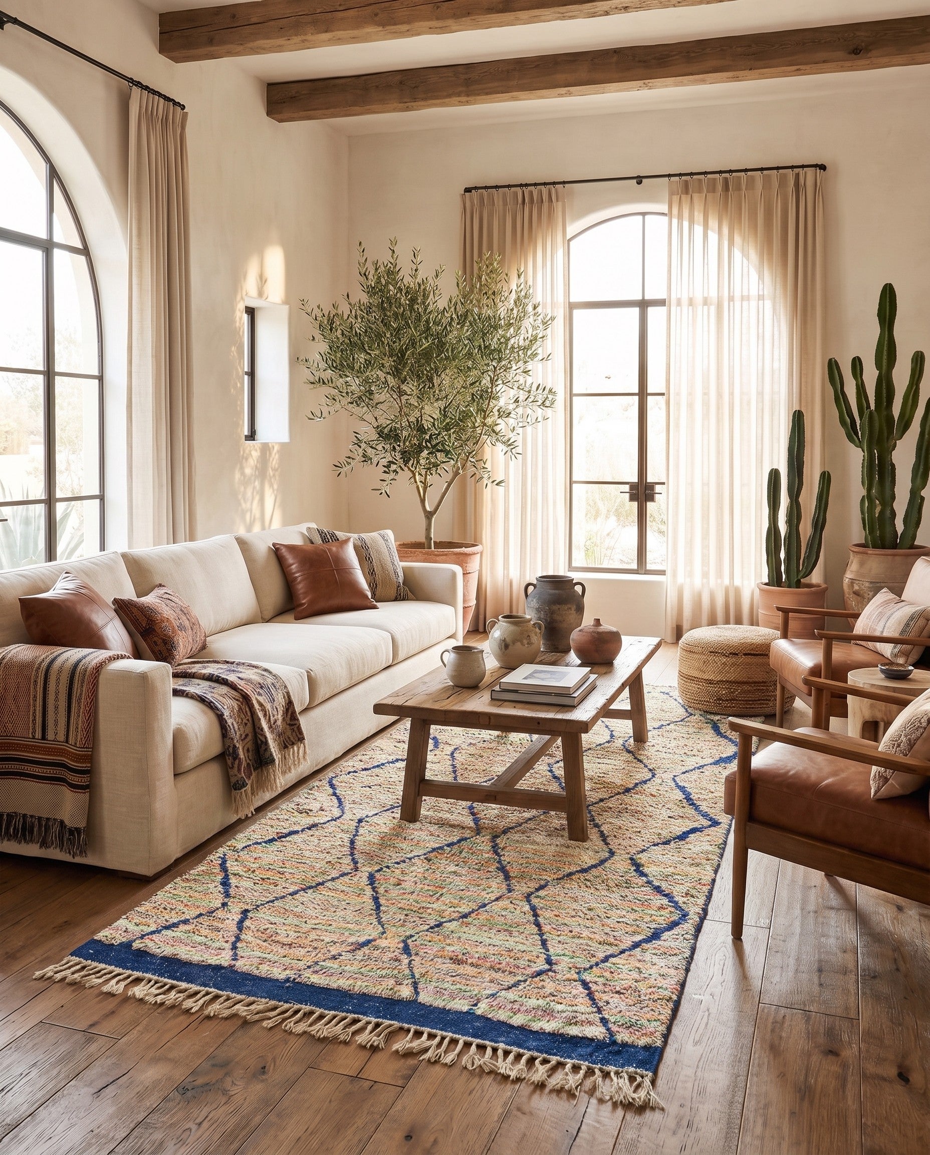 4' 9 x 8' 8 Hand Knotted Moroccan Wool Rug
