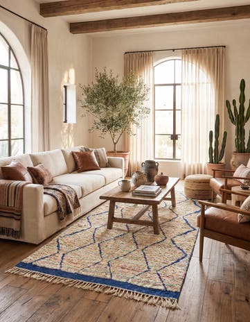 4' 9 x 8' 8 Hand Knotted Moroccan Wool Rug