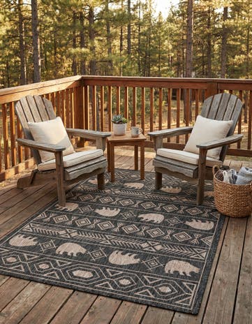 5' 3 x 7' Easy-Clean Southwestern Indoor / Outdoor Rug
